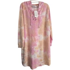 Blue Orchid Tye Dye Hooded Lounge Dress Size 1X NWT